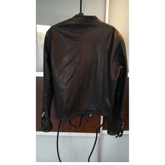 DSQUARED2 men's black leather biker jacket - Picture 5 of 11